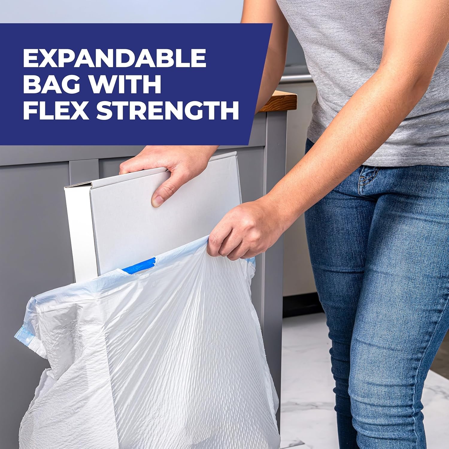 image:imageHefty Ultra Strong 13 Gallon Trash Bags Tall Kitchen Trash Bags 13 Gallon Size Drawstring Closure Continuous Odor Control White Unscented 110 Bags110 Count Pack of 1
