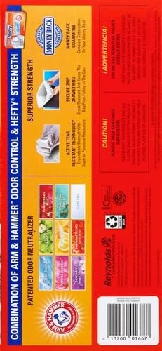 image:imageHefty Ultra Strong 13 Gallon Trash Bags Tall Kitchen Trash Bags 13 Gallon Size Drawstring Closure Continuous Odor Control White Unscented 110 Bags40 Count Pack of 6