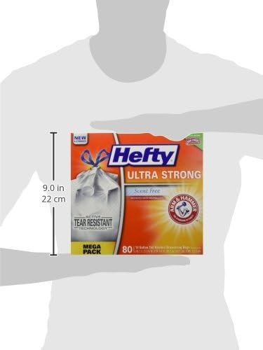 image:imageHefty Ultra Strong 13 Gallon Trash Bags Tall Kitchen Trash Bags 13 Gallon Size Drawstring Closure Continuous Odor Control White Unscented 110 Bags80 Count Pack of 2