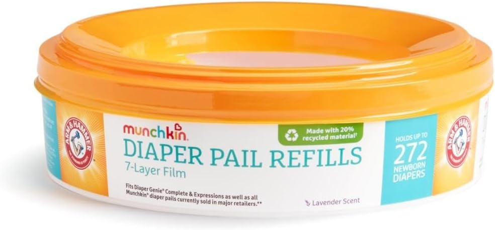 image:imageMunchkin Arm amp Hammer Diaper Pail Refill Rings Holds up to 544 Newborn Diapers 2 Pack1 Count Pack of 2