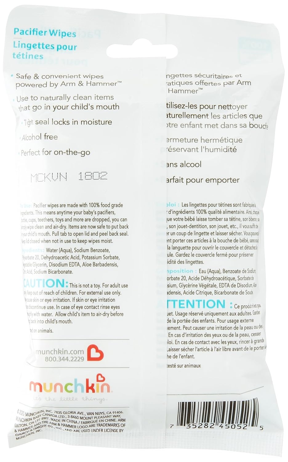 image:imageMunchkin Arm amp Hammer Pacifier Wipes Safely Cleans Breast Pump Parts and Feeding Essentials for Baby and Toddler 1 Pack 36 Wipes36 Count Pack of 1