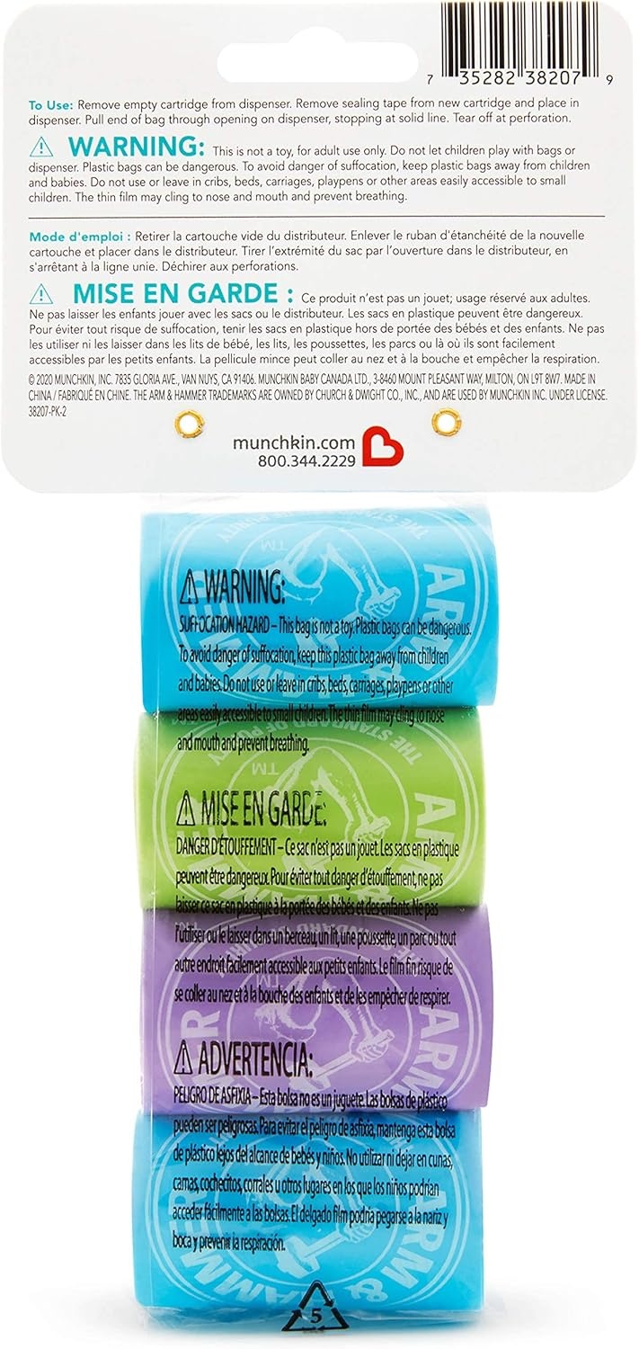 image:imageMunchkin Arm and Hammer Diaper Bag Refills 6 Pack 72 Bags12 Count Pack of 4