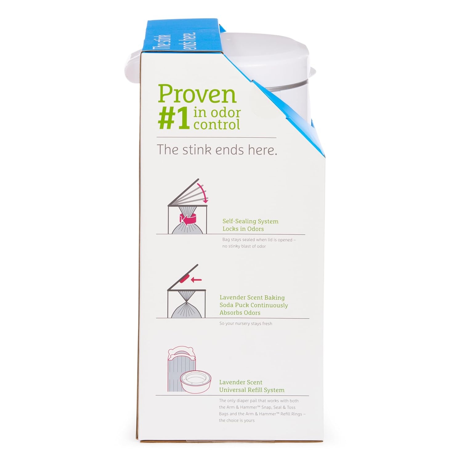 image:imageMunchkin PAIL Diaper Pail Baby Registry Starter Set Powered by Arm amp Hammer Includes 6 Snap Seal and Toss Bags 1 Starter Refill Ring and 1 PUCK Baking Soda Cartridge