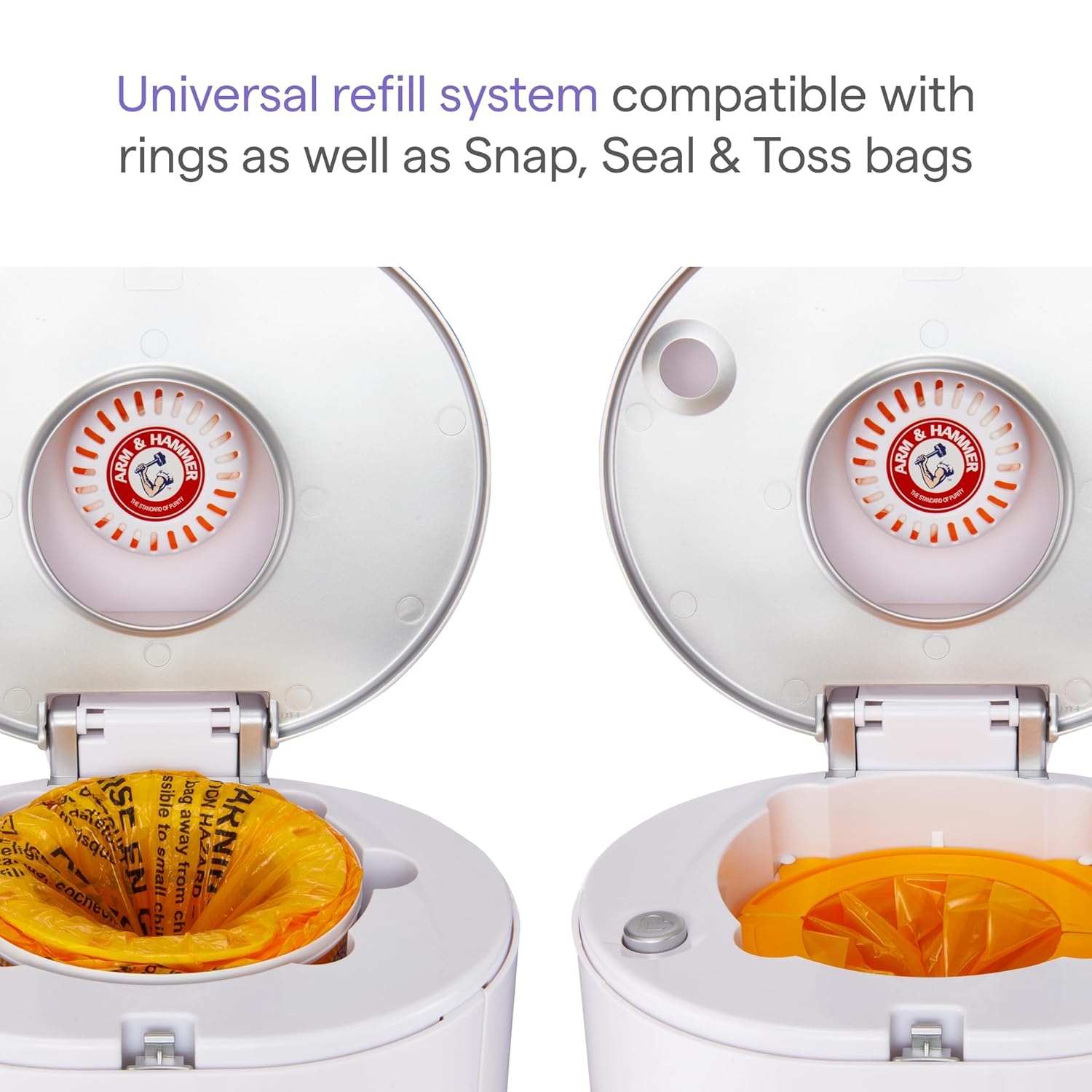 image:imageMunchkin STEP Diaper Pail Powered by Arm amp Hammer 1 in Odor Control AwardWinning Includes 1 Snap Seal amp Toss Bag 1 Starter Refill Ring and 1 PUCK Baking Soda CartridgeDiaper Pail