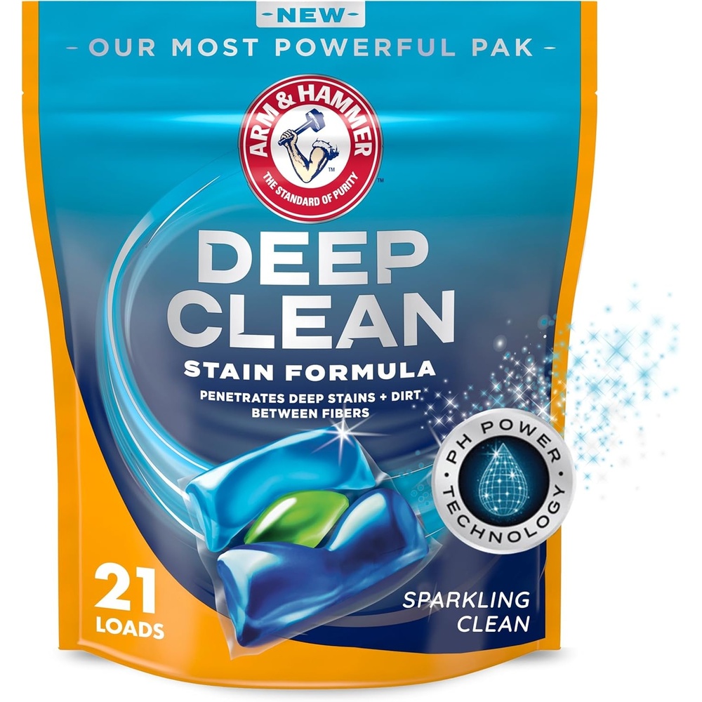 image:imageARM amp HAMMER Deep Clean Stain Formula Laundry Detergent Power Paks Sparkling Clean Scent 32 Count 32 LoadsSparkling Clean