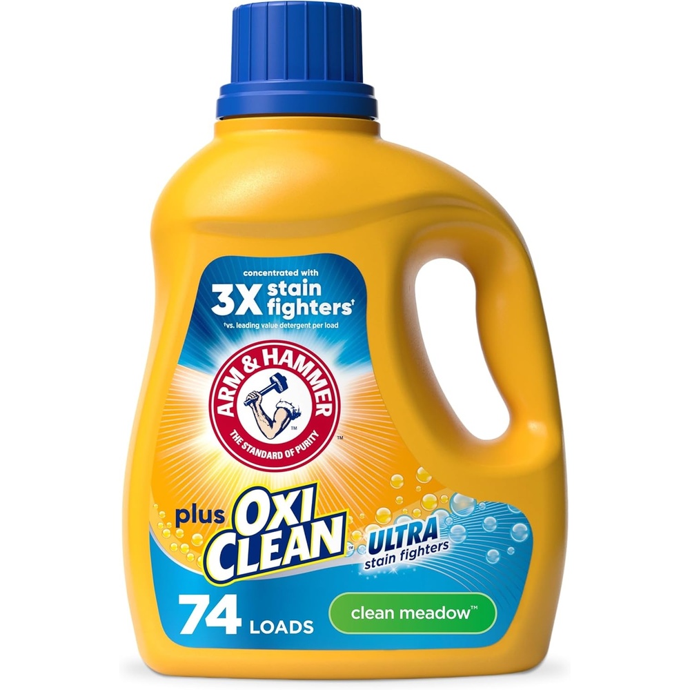 image:imageARM amp HAMMER Plus OxiClean Ultra Stain Fighters Liquid Laundry Detergent Stain Remover for Clothes Fresh Scent 74 Loads 962 Fl OzClean Meadow