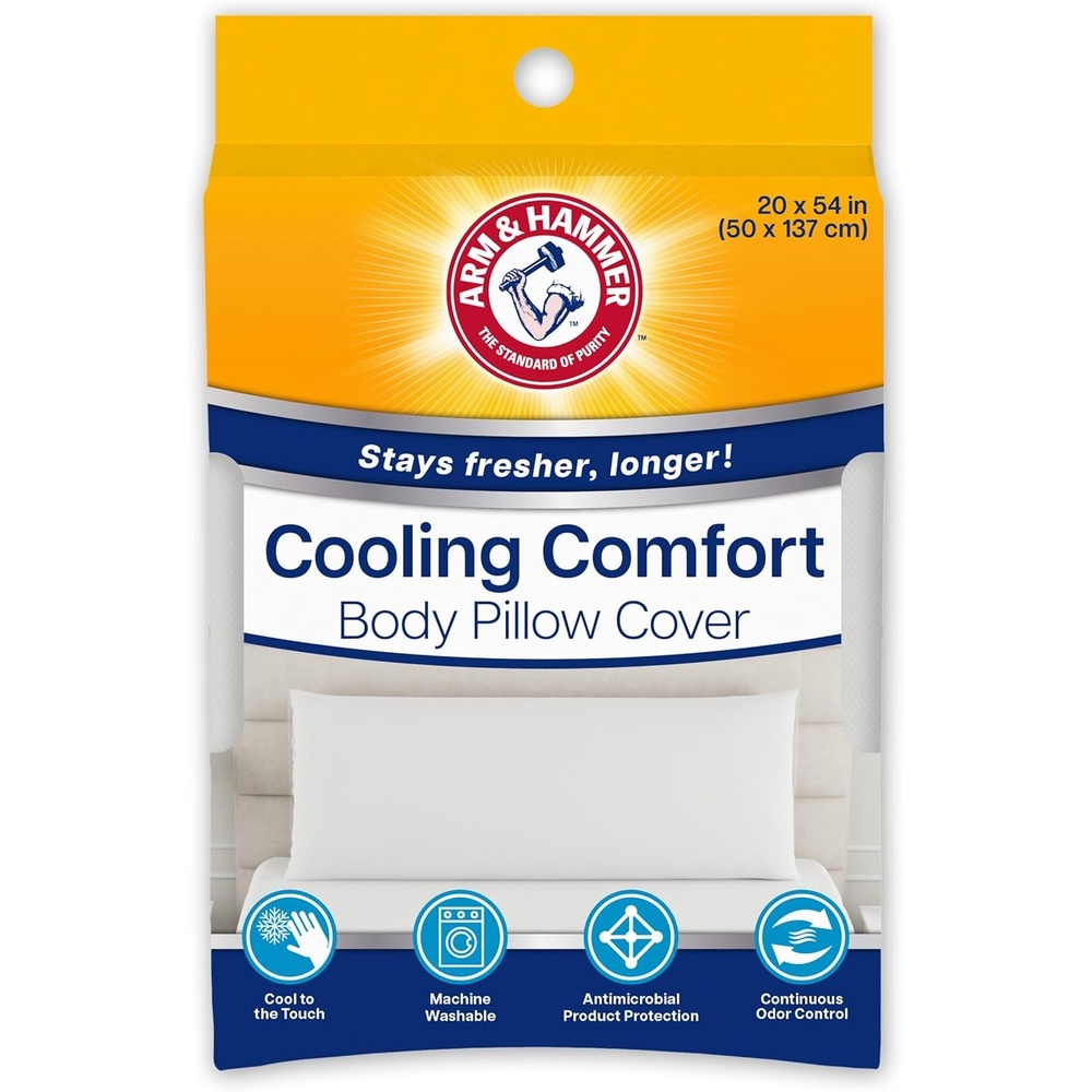 image:imageArm amp Hammer Cooling Comfort Zippered Pillow Protector 2Pack StandardQueenBody Pillow