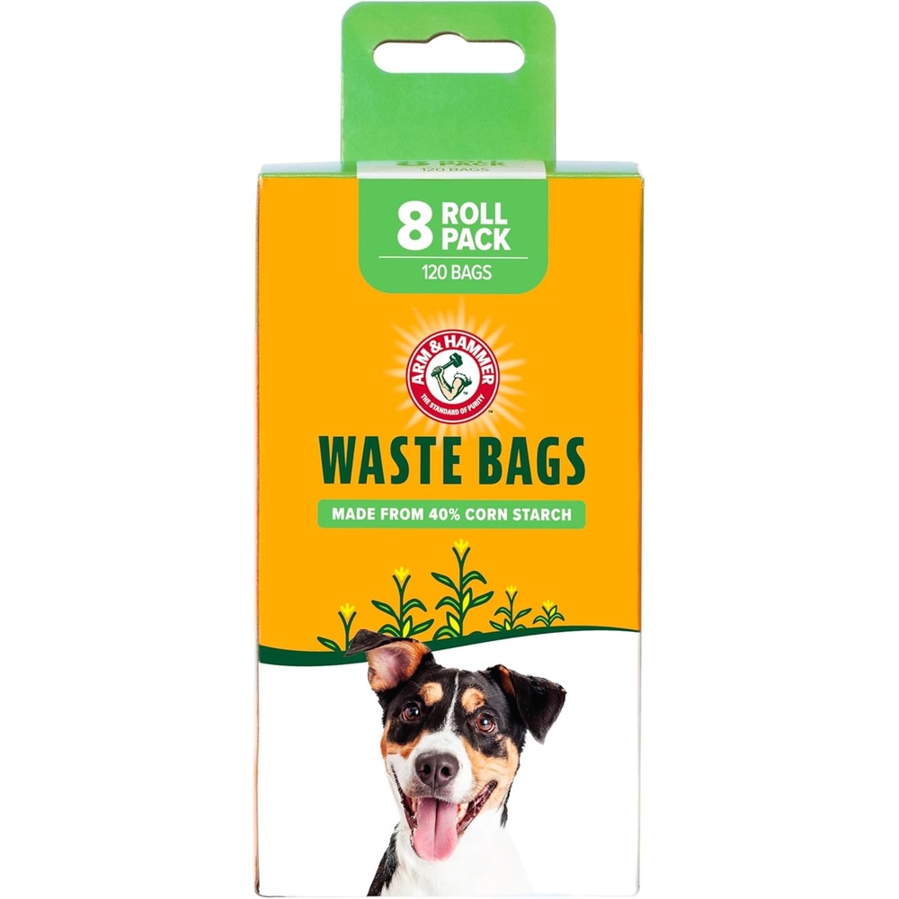 image:imageArm amp Hammer Durable Disposable Dog And Cat Waste Bags With Activated Baking Soda 180 Dog Poop Bags 9 x 14 Inches BlueGreen