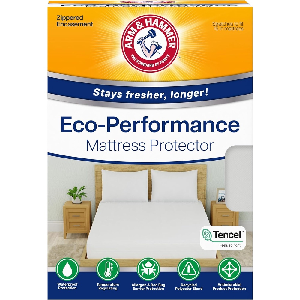 image:imageArm amp Hammer Eco Performance Zippered Mattress Protector with Tencel QueenQueen