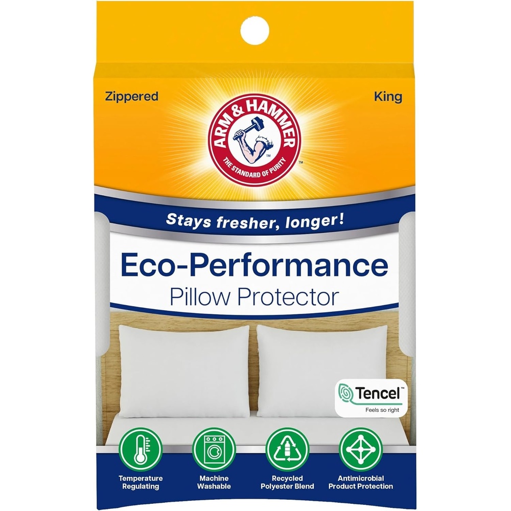 image:imageArm amp Hammer Eco Performance Zippered Pillow Protector with Tencel 2Pack KingKing