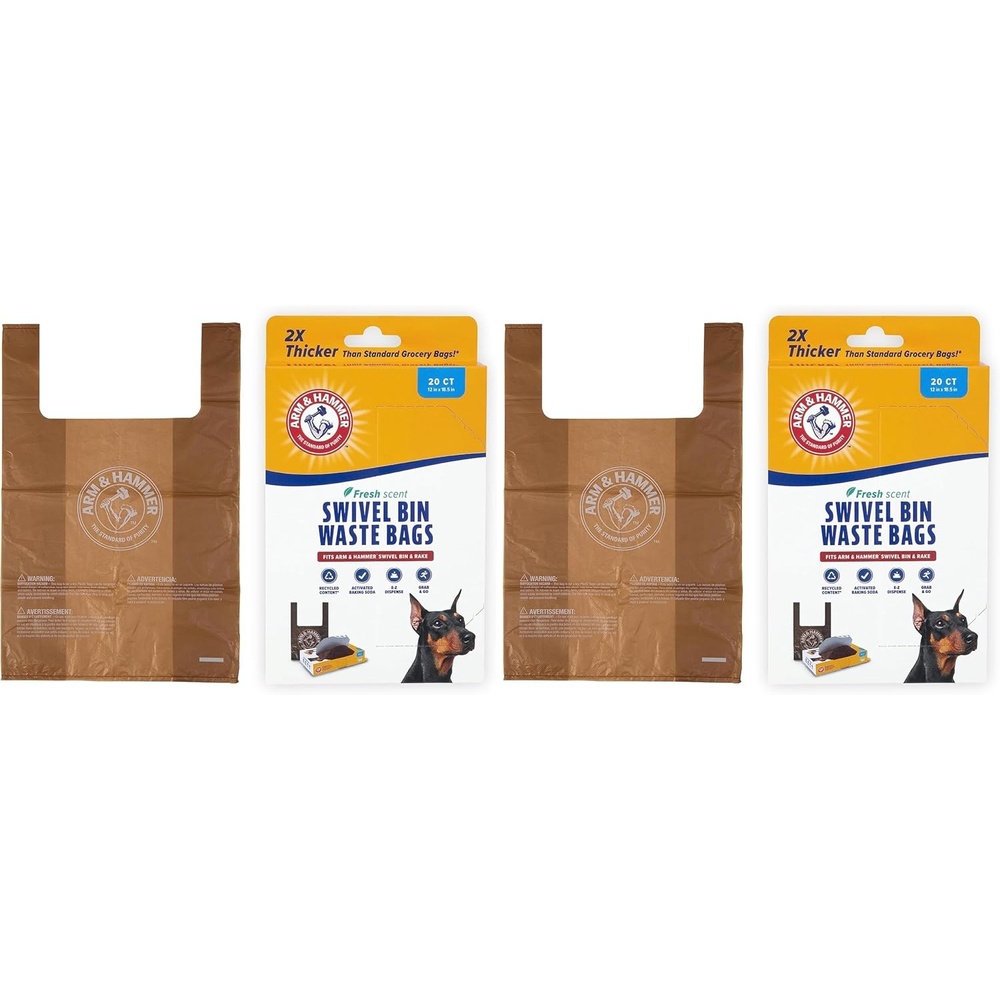 image:imageArm amp Hammer Heavy Duty Pet Waste Bags for Swivel Bin amp Rake Dog Pooper Scooper 20 Count Refill Bags Packaging May Vary1 Count Pack of 40