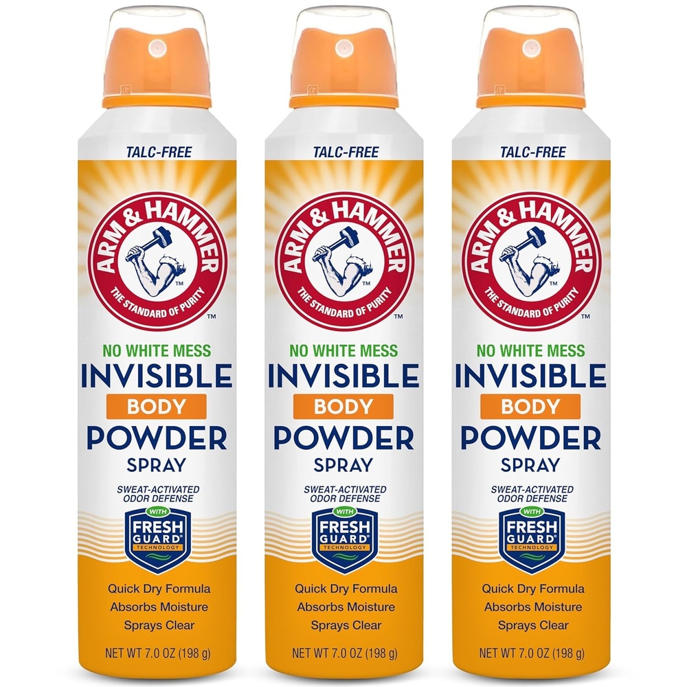 image:imageArm amp Hammer Invisible Body Powder Spray Clear TalcFree Body Odor amp Sweat Control For Men amp Women Spray Body Powder For Women And Men Arm And Hammer Body Spray Powder 7 Oz 3 Pack7 Ounce Pack of 3