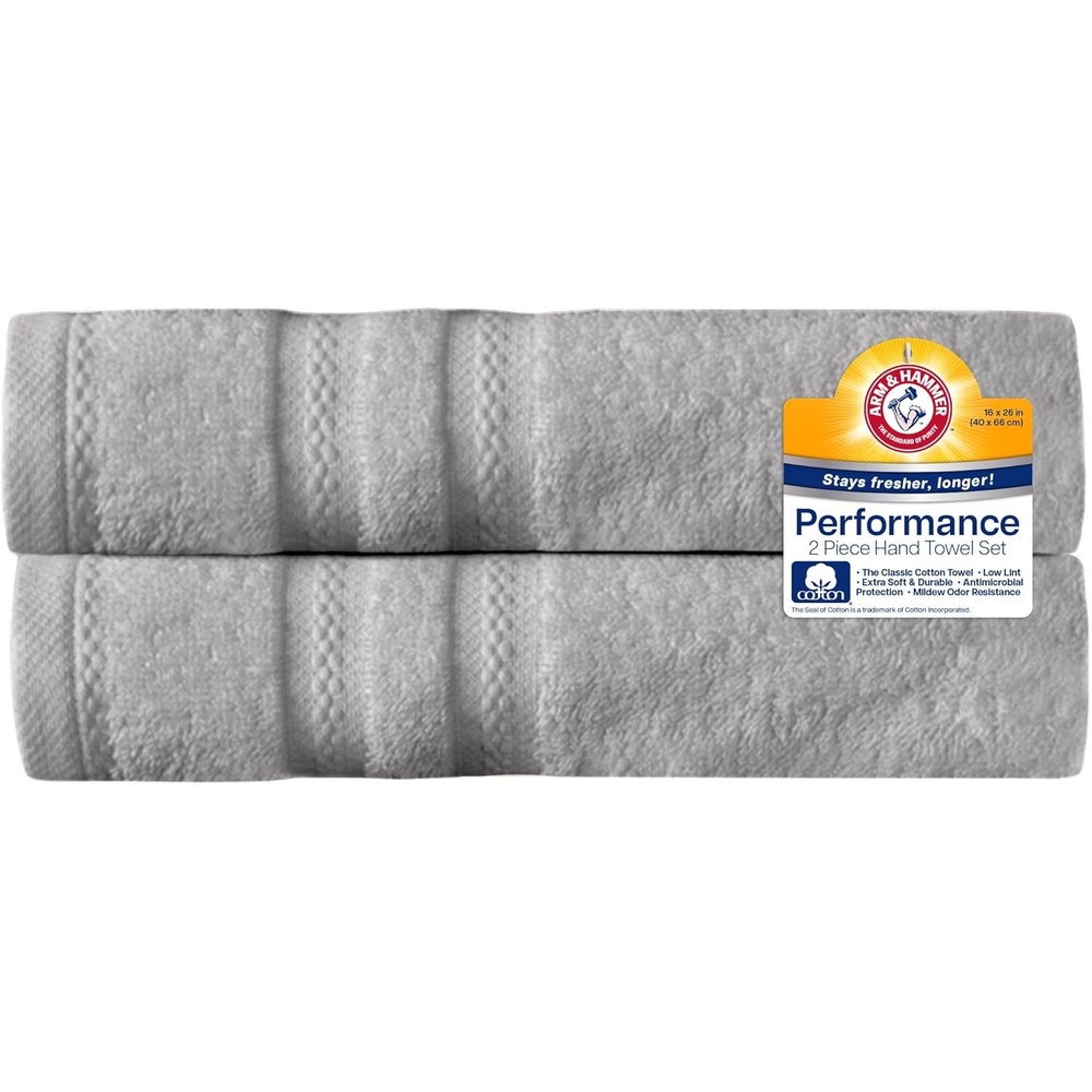 image:imageArm amp Hammer Performance Hand Towels 2 Piece Light BlueLight Grey