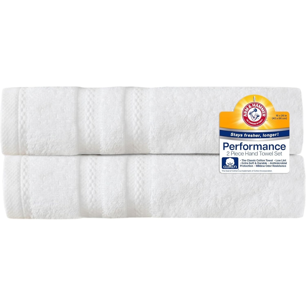 image:imageArm amp Hammer Performance Hand Towels 2 Piece Light BlueWhite