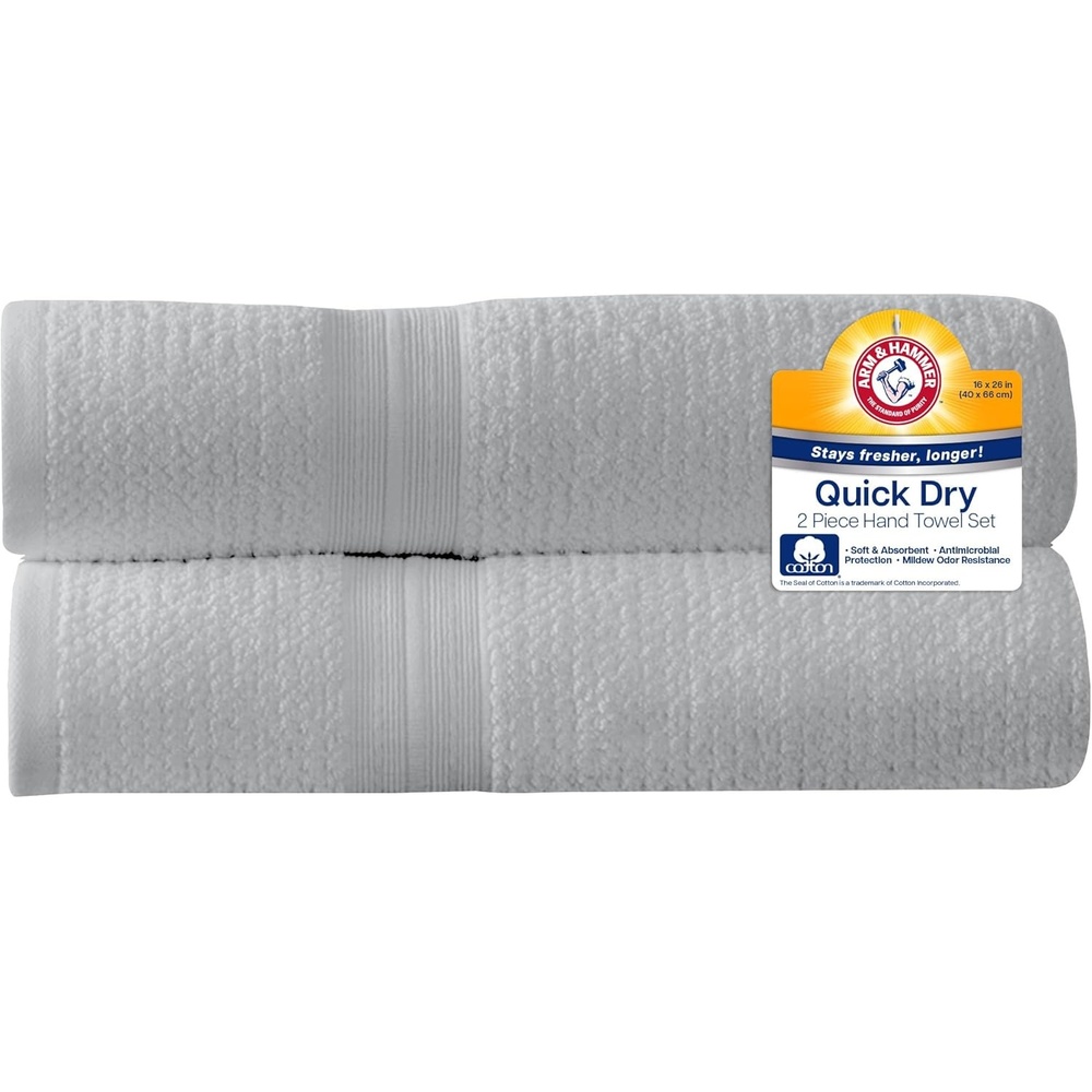 image:imageArm amp Hammer Quick Dry Hand Towels 2 Piece Light GreyLight Grey