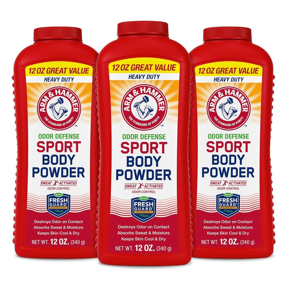 image:imageArm amp Hammer Sport Body Powder Powder for Men and Women Fresh Feeling Talc Free Aluminum Free Odor Defense with Baking Soda12 Ounce Pack of 3