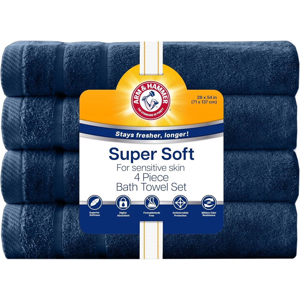 image:imageArm amp Hammer Super Soft Bath Towels 4 Piece Dark BlueDark Blue