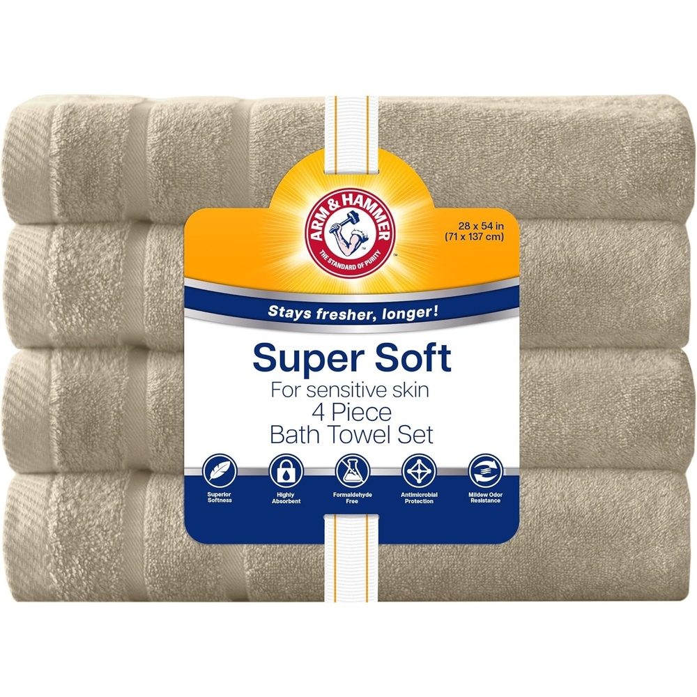 image:imageArm amp Hammer Super Soft Bath Towels 4 Piece Dark BlueKhaki
