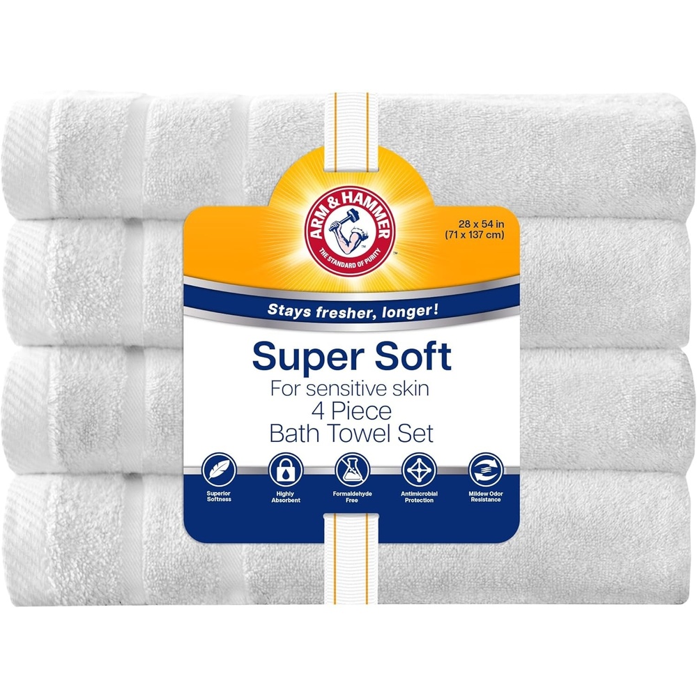 image:imageArm amp Hammer Super Soft Bath Towels 4 Piece White