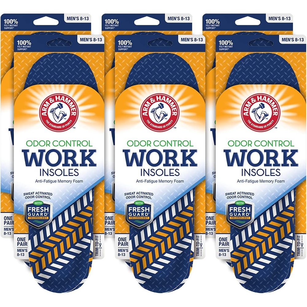 image:imageArm amp Hammer Work Insoles for Men and Women Boot Inserts for Work Boots Boot Insoles for Work Work Boot Insoles for Men and Women Pair of AntiFatigue Arch Support Memory Foam Insoles 3 Pack6