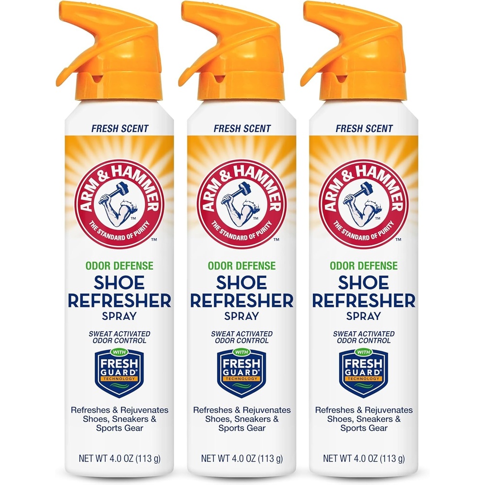 image:imageArm and Hammer Shoe Refresher Spray MultiPurpose Odor Remover for All Types of Footwear Shoe Deodorizer Spray Shoe Odor Eliminator Shoe Spray Shoe Smell Eliminator 4 oz 1 Pack4 Ounce Pack of 3