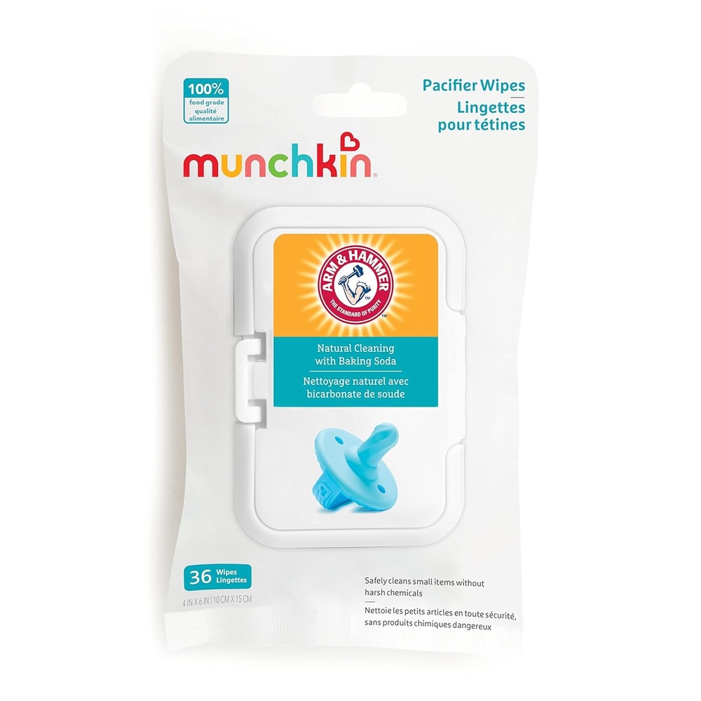 image:imageMunchkin Arm amp Hammer Pacifier Wipes  Safely Cleans Breast Pump Parts and Feeding Essentials for Baby and Toddler 1 Pack 36 Wipes36 Count Pack of 1