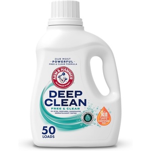 ARM & HAMMER Deep Clean Free & Clear Liquid Laundry Detergent, Free of Dyes, and Perfumes, Dermatologist Tested, 75 Fl Oz, 50 Loads(75 Fl Oz (Pack of 1))