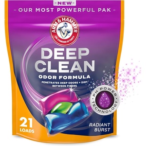 ARM & HAMMER Deep Clean Odor Formula Laundry Detergent Power Paks, 21 ct.(Radiant Burst)