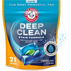 ARM & HAMMER Deep Clean Stain Formula Laundry Detergent Power Paks, Sparkling Clean Scent, 32 Count, 32 Loads(Sparkling Clean)