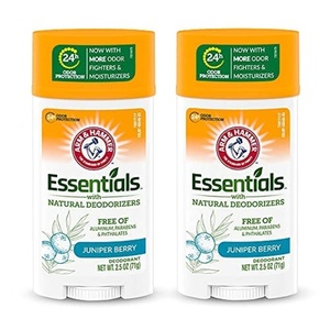 ARM & HAMMER Essentials Deodorant- Clean Juniper Berry- Wide Stick- Made with Natural Deodorizers- Free From Aluminum, Parabens & Phthalates, 2.5 oz (Pack of 2)(Juniper Berry)