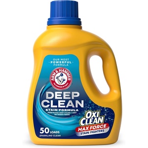 ARM & HAMMER Plus OxiClean Max Force Deep Clean Stain Formula Liquid Laundry Detergent, Sparkling Clean Scent, 75 Fl Oz, 50 Loads(Sparkling Clean)