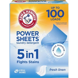 ARM & HAMMER Power Sheets Laundry Detergent, Fresh Breeze Scent, No Mess, Lightweight and Travel-Friendly, 35 Count, Up to 70 Small Loads(Fresh Linen)