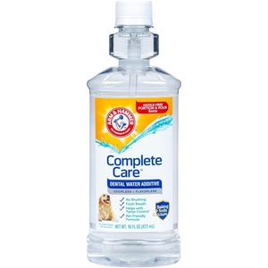 Arm & Hammer Complete Care Dog Dental Water Additive, Odorless Flavorless Daily Oral Care Solution with Baking Soda and Calcium for Plaque, Tartar, and Fresh Breath, 16 Fl Oz(Dental Rinse w/ Self Measure)