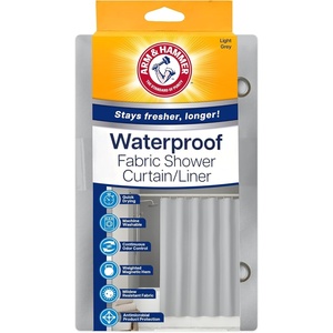 Arm & Hammer Fabric Shower Curtain with Waterproof Back, 70 x 72, Grey(Grey)