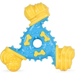Arm & Hammer Nubbies Duality Bone Dog Dental Chew Toy, Green Apple Flavor, Baking Soda Infused, Nubby Grooves Reduce Plaque and Tartar, No Stuffing, for Moderate Chewers(Blue & Yellow)