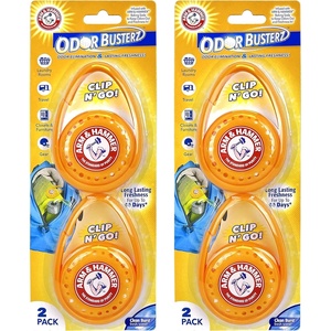 Arm & Hammer OdorBusterz ClipMATE™, Clean Burst, 4 Count – Clip-On Odor Absorber with Baking Soda, Carabiner Clip for Gym Bags, Backpacks & Travel Gear(2 Count (Pack of 2))
