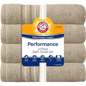 Arm & Hammer Performance Bath Towels, 4 Piece, White(Khaki)