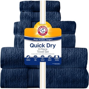 Arm & Hammer Quick Dry Bath Towel Set, 6 Piece, Light Blue(Dark Blue)