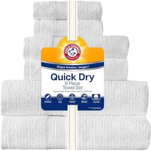 Arm & Hammer Quick Dry Bath Towel Set, 6 Piece, Light Blue(White)