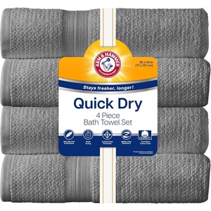 Arm & Hammer Quick Dry Bath Towels, 4 Piece, Grey(Grey)