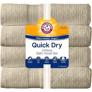 Arm & Hammer Quick Dry Bath Towels, 4 Piece, Grey(Khaki)