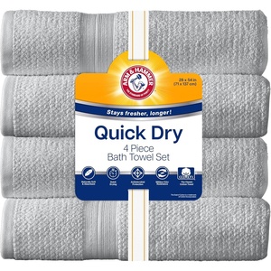 Arm & Hammer Quick Dry Bath Towels, 4 Piece, Grey(Light Grey)
