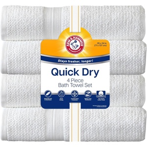 Arm & Hammer Quick Dry Bath Towels, 4 Piece, Grey(White)