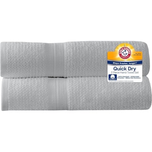 Arm & Hammer Quick Dry Hand Towels, 2 Piece, Light Grey(Light Grey)