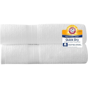 Arm & Hammer Quick Dry Hand Towels, 2 Piece, Light Grey(White)