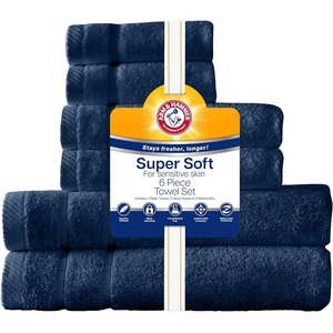 Arm & Hammer Super Soft Bath Towel Set, 6 Piece, Khaki(Dark Blue)