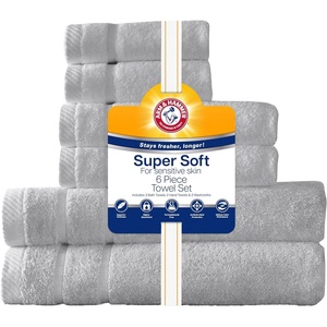 Arm & Hammer Super Soft Bath Towel Set, 6 Piece, Light Grey