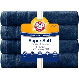 Arm & Hammer Super Soft Bath Towels, 4 Piece, Dark Blue(Dark Blue)