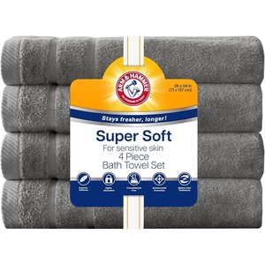 Arm & Hammer Super Soft Bath Towels, 4 Piece, Grey