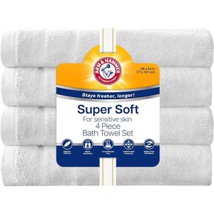 Arm & Hammer Super Soft Bath Towels, 4 Piece, White